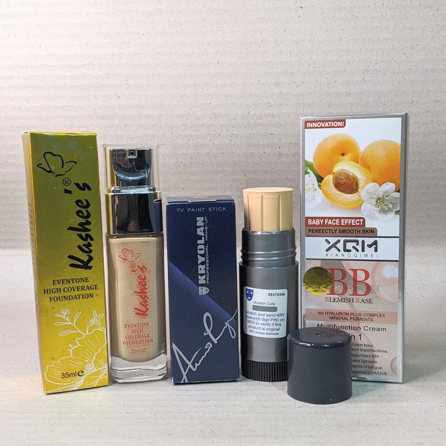 Foundation + Kryolan Stick + XQM BB Cream