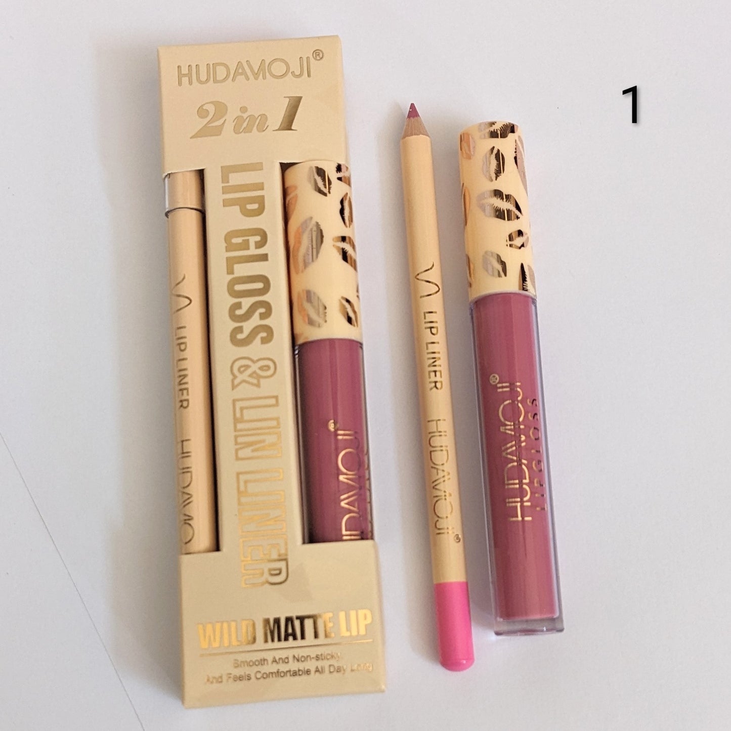 Hudamoji Lip Gloss + Lip Liner Set